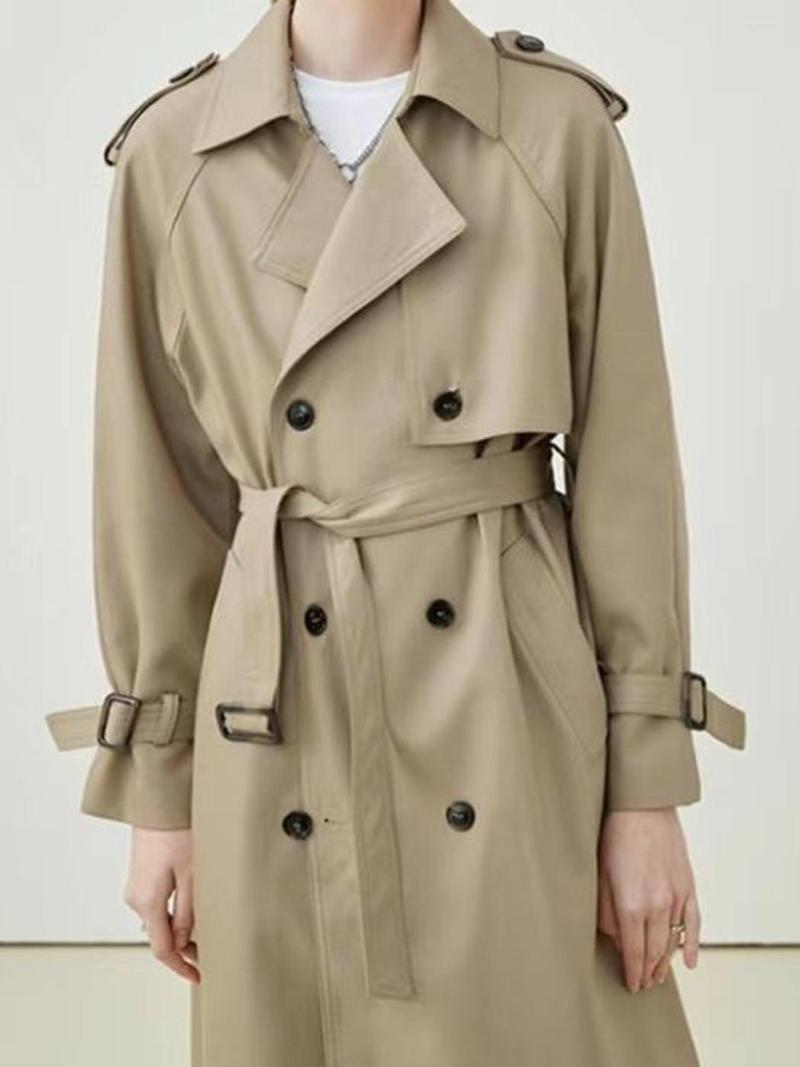 

Women' Down Fashion Trench Coats Lady Spring And Autumn Fahsion Elegant Chic Long Coat Women Pocket Double Bteasted Casual Jackets, Khaki