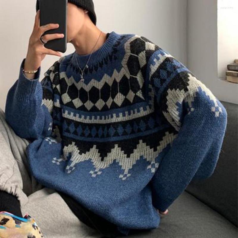 

Men's Sweaters Men Knitwear Fine Touch Streetwear Ins Style Windproof Relaxed Fit Sweater, Black