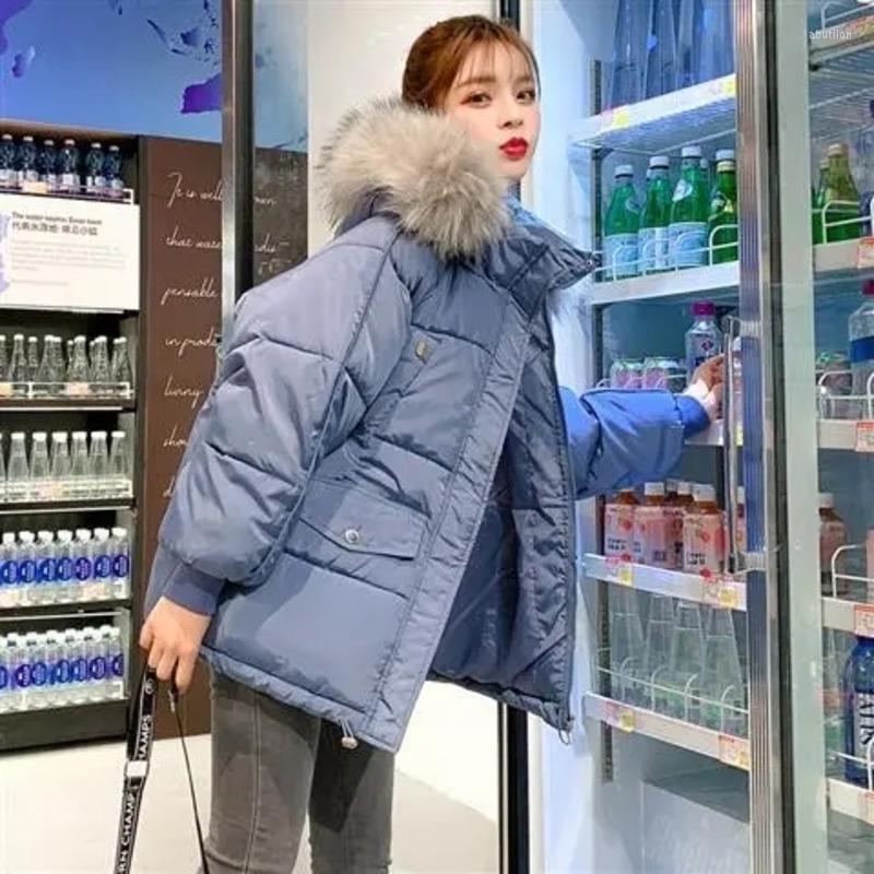 

Women' Down Short Loose Cotton Jacket Korean Version Student Winter Coat Plus Size 2022 Fashion Thicken Hooded Zipper, Black