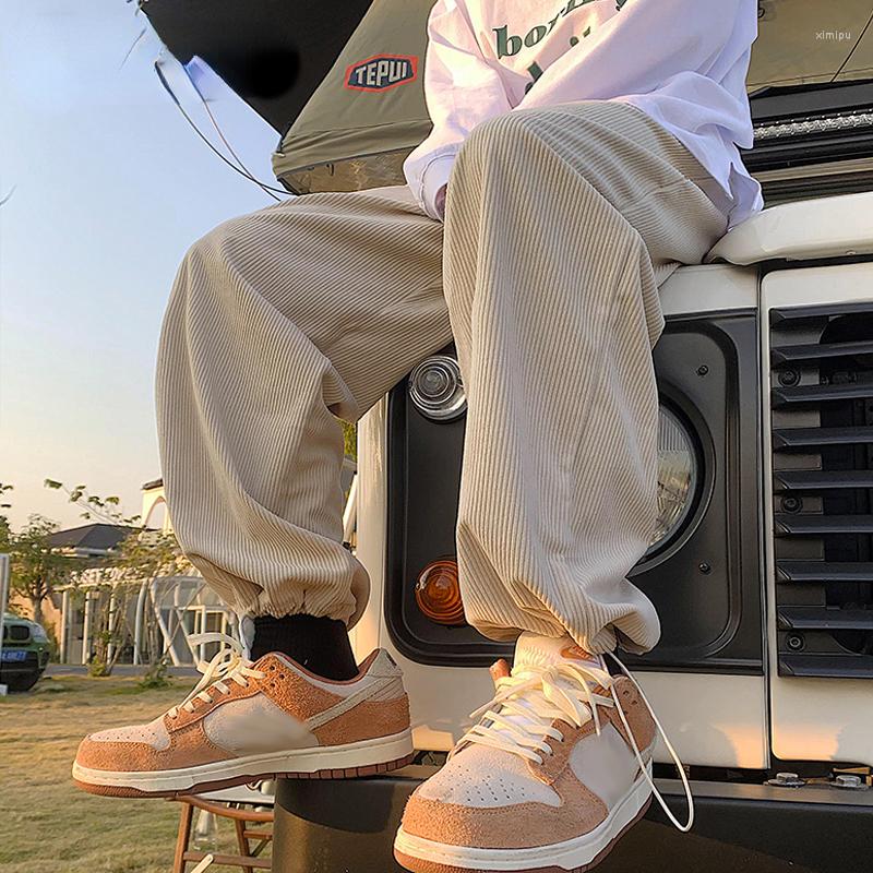 

Men's Pants Corduroy Pleated Straight Baggy Joggers Cargo Sweatpants Mopping Y2K Clothes Men Harajuku Streetwear Trousers Teachwear For, Black