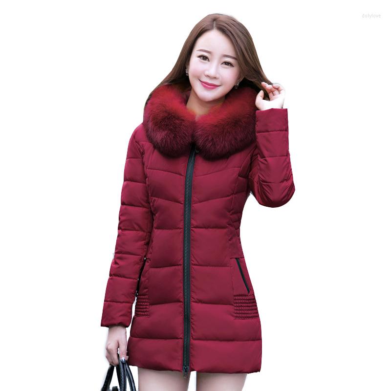 

Women's Trench Coats Winter Jacket Women 2022 Female Coat Hooded Slim Outwear Woman Long Parka Faux Fur Cotton Padded Abrigos Mujer Invierno, Picture shown