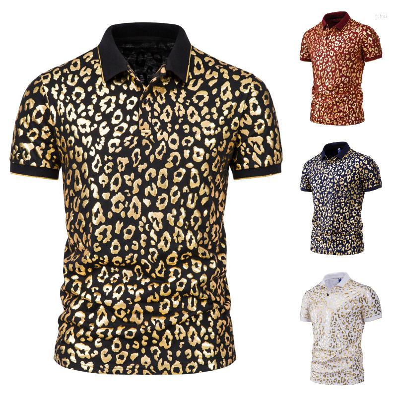 

Men's Casual Shirts Mens Trend Night Club Coated Metallic Halloween Short Sleeve Party Leopard Shiny Long Sleeves Dress For Men, Black