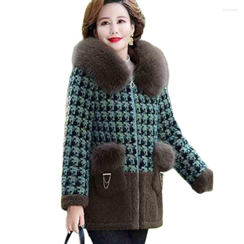 

Women's Fur Autumn And Winter Fashion Faux Coat 2022 Women Warm Collar Loose In The Long Temperament Woolen, Green
