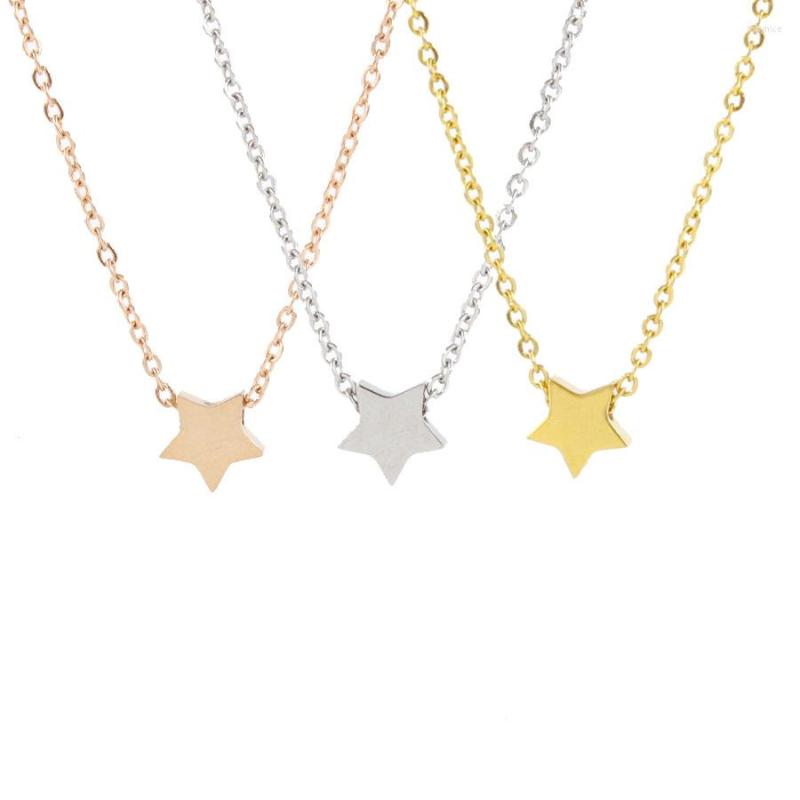 

Pendant Necklaces Wholesale Lots Simple Mirror Titanium Steel Necklace Collarbone Chain Stainless Pentagonal Star Women