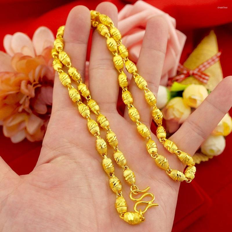 

Chains Chain Necklace Men Hip Hop Beads Clavicle Jewelry Gift Yellow Gold Filled Solid Collar Accessories
