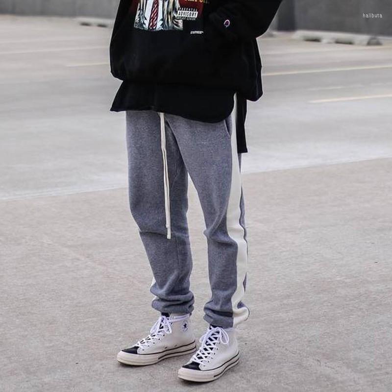 

Men's Pants Fall Men's Jogging Slacks Fitness Patchwork Sweatpants Black Gym Strap