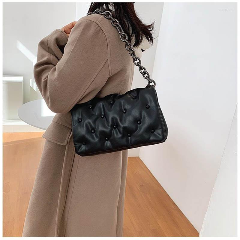 

Evening Bags Diinovivo Fashion PU Leather Female Shoulder Bag Chain Designer Women Brand Flap Casual Handbags For 2022 WHDV1685, Black