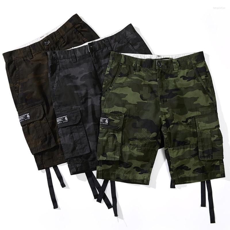

Men's Shorts Men Summer Camouflage Cargo Print Cotton Casual Fashion Short Pants Pockets Brand Clothing Plus, Gray