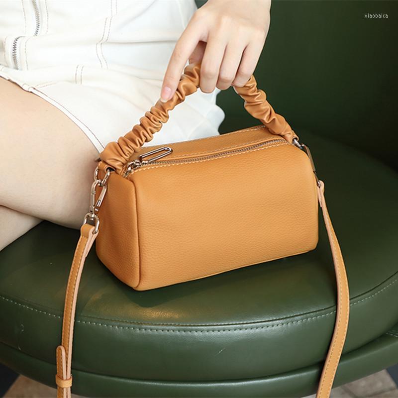 

Evening Bags Ladies Soft Genuine Leather Crossbody Bag High Quality Cowhide Women Shoulder Messenger Luxury Designer Totes Boston Handbag, Black