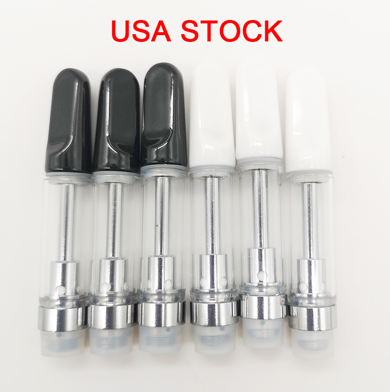 

Ceramic Vape Cartridges USA STOCK 0.8ml 1ml Empty Thick Oil 510 Cartridge Vapes Pens Carts Black White Tip 510 Thread Glass Tanks Atomizers 1000pcs/lot
