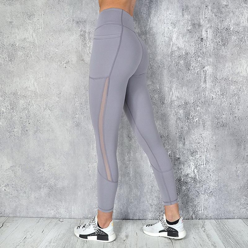 

Active Pants High Waist Seamless Leggings Push Up Sport Women Fitness Running Yoga Energy Elastic Trousers Gym Girl Tights, Gray