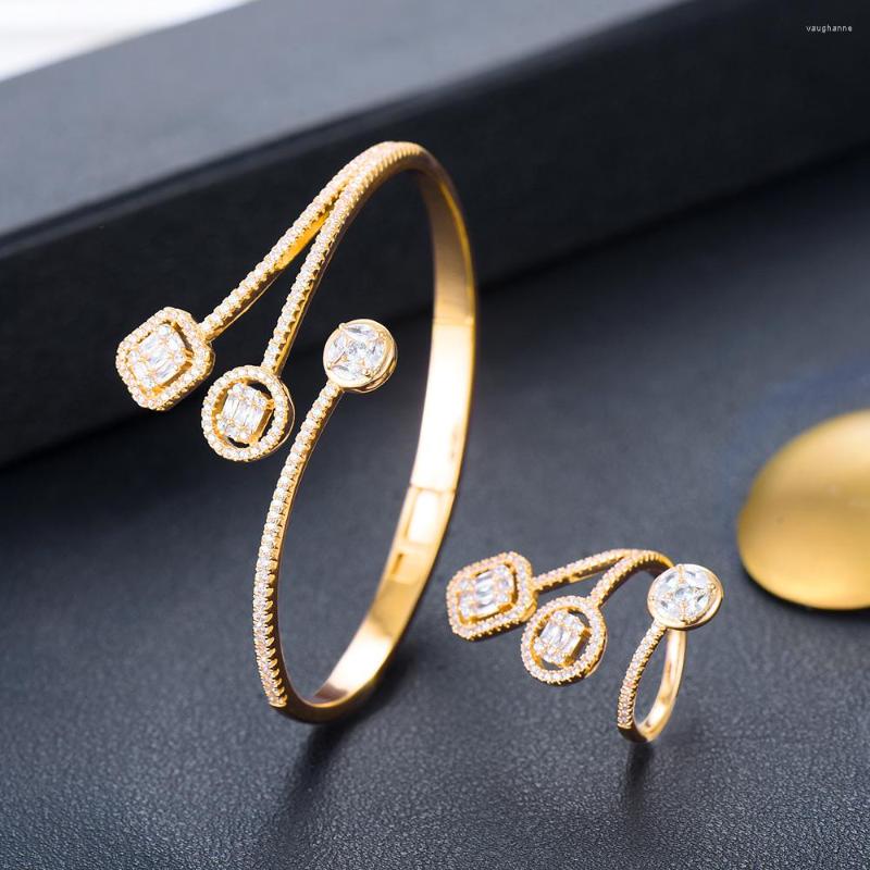 

Necklace Earrings Set Kellybola Trendy Luxury Micro-inlaid Cubic Zirconia Geometric Bracelet Ring Women's Wedding Anniversary Jewelry, Picture shown