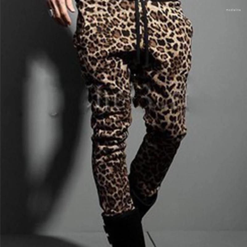 

Men' Pants Spring Korean Men' Plus Size Long Personality Handsome Leopard Slim Fit Casual Track, Auburn