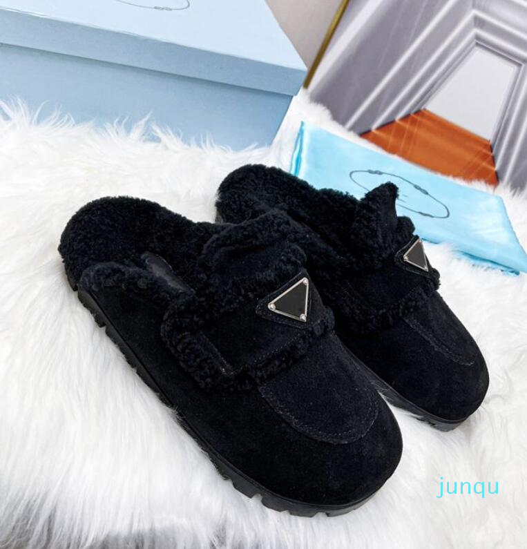 

Designer Woman Slippers Fashion Luxury Warm Memory Foam Suede Plush Shearling Lined Slip on Indoor Outdoor Clog House Women 2023