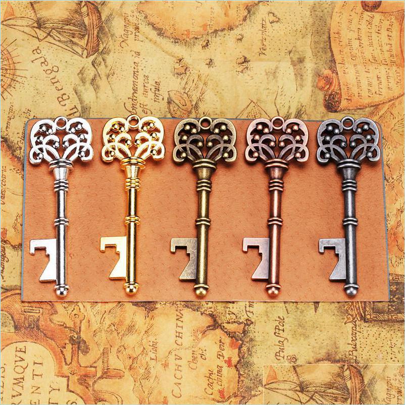 

Bottle Favors Vintage Key Bottle Opener Antique Metal Beer Bronze Skeleton Keychain Openers Wedding Favor Sweater Chain Pendant Drop Dhe9R, See picture show