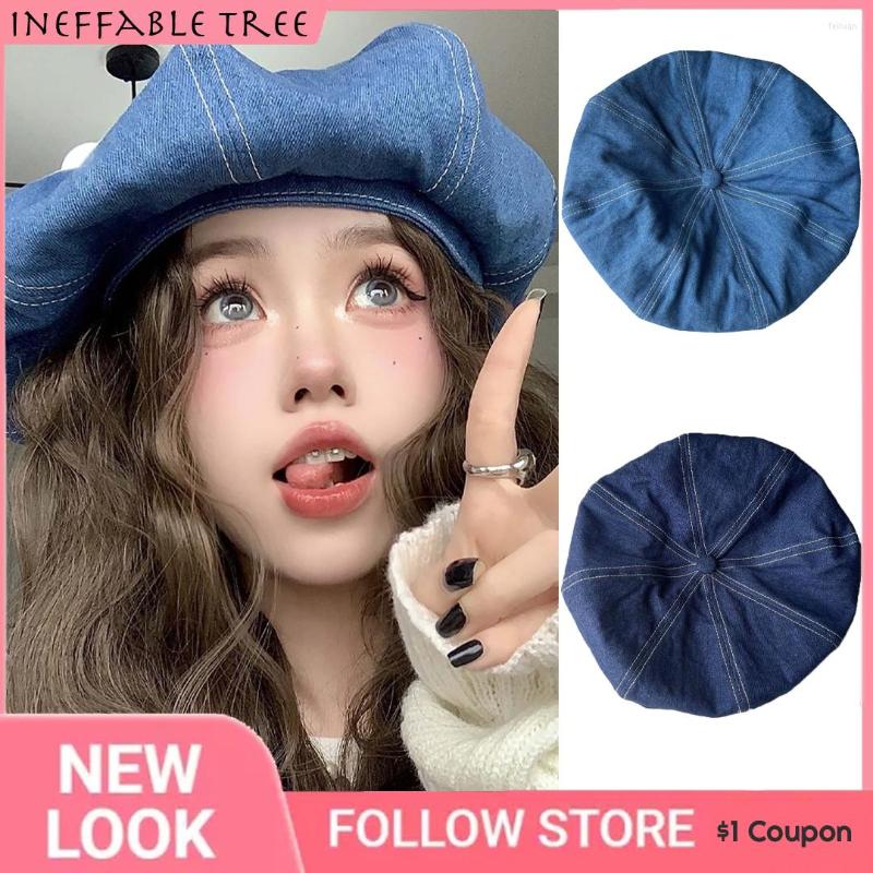 

Berets Y2K Oversized Fashionable Beret Hats Women European And American Retro Wild Cowboy Japanese Street Cloud Caps Gorras, Dark blue