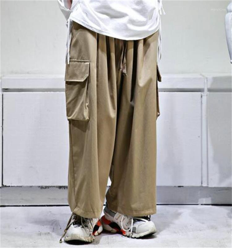 

Men' Pants Men' Large Pocket Loose Legged Casual Fashion Straight Wide Leg Youth, Black