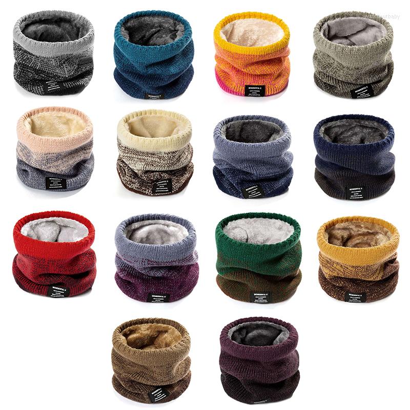 

Scarves Knitted Warm Solid Scarf Women Neck Warmer Thick Cashmer Winter For Men Fleece Ring Bandana Unisex Handkerchief Ski Mask