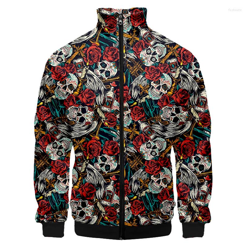

Men's Jackets Red Flower Rose Skull Men's Warm Winter Jacket Printing Fashion 3D Zipped Sweatshirt Unisex Clothing Autumn, 00365