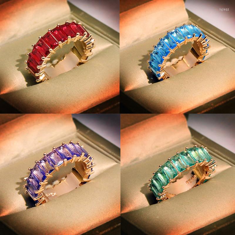 

Cluster Rings 2022 Fashion Colorful Full Diamond Crystal Couple Rng For Women Ruby Amethyst Genuine Sterling Slver Valentine Day Jewelry