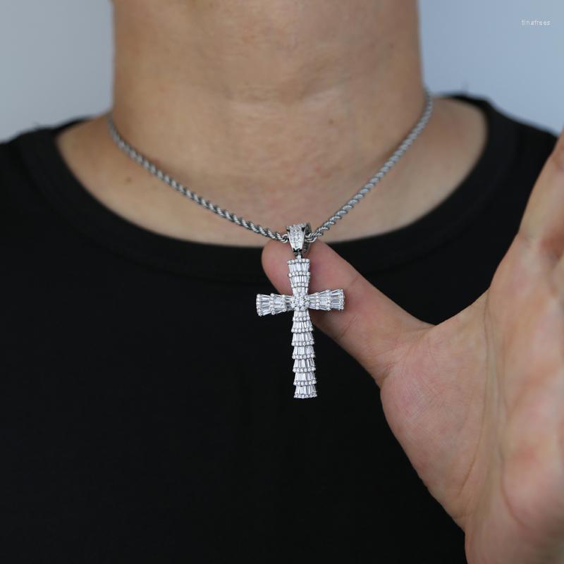 

Chains Design Double Side White Purple Cz Paved Cross Pendant With Rope Chain Necklace For Men Women Punk Hip Hop Jewelry Wholesale