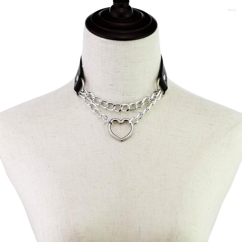 

Choker Dark Gothic Heart Chain Collar Harajuku Women Girls Black Leather Chocker Emo Kawaii Witch Jewelry Punk