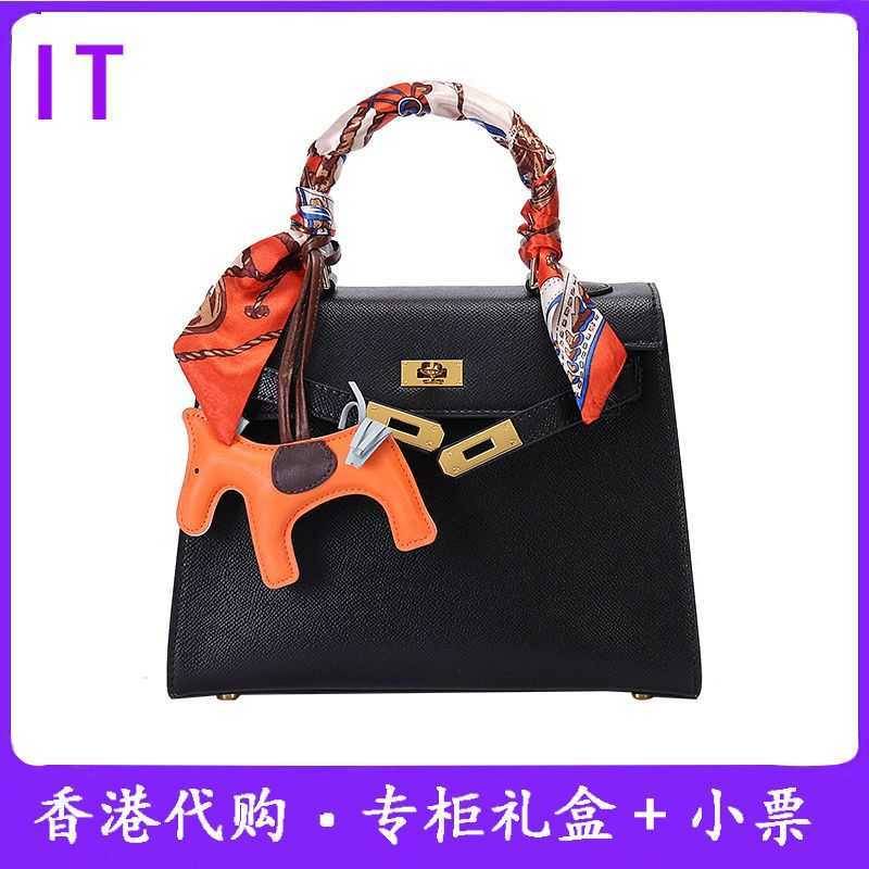 

h bag Fashion Handbags Leather H ermese bag Hong Kong second generation palm print fashionable versatile texture mini portable one shoulder diagonal cross female, Large blue (25cm)