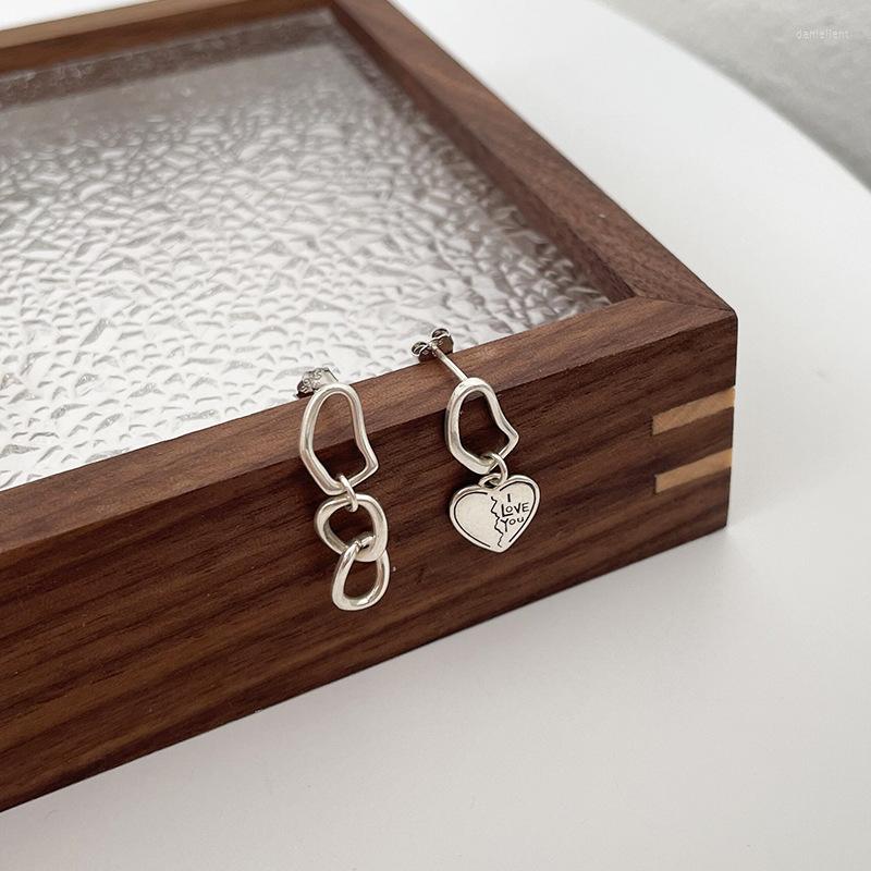

Stud Earrings S925 Sterling Silver Love Unique Asymmetric Female High Sense Women Jewelry