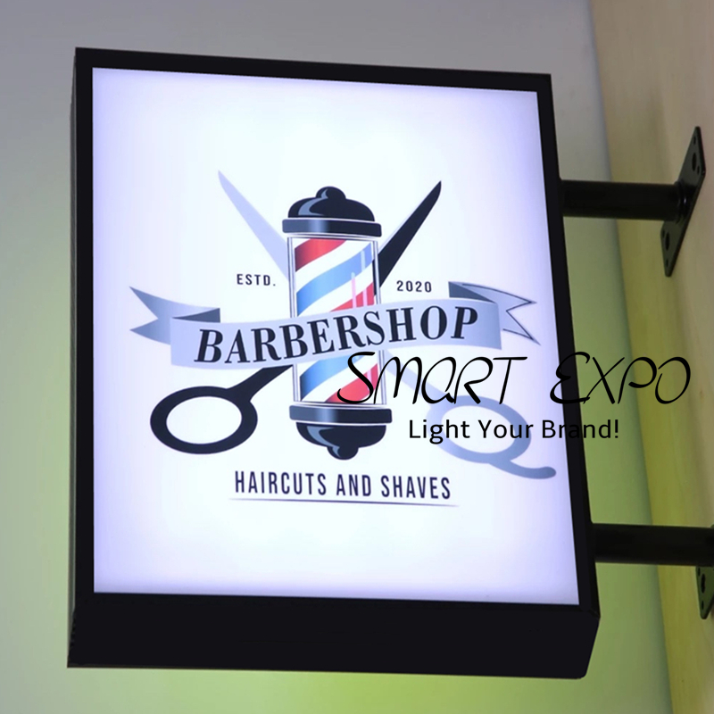 Outdoor LED Projecting Sign 60x80cm Advertising Display Board Waterproof Double-Sided Magnetic Panels Wall Projection Mounting with Wooden Case P-image-816635066