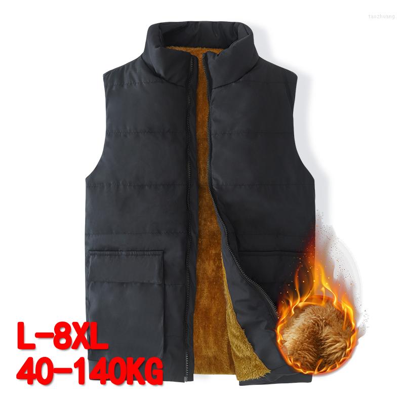 

Men's Vests Winter Solid Fleece Sleeveless Jacket Men Vest Plus Size 5XL 6XL 7XL 8XL Men's Puffer Windproof Warm Waistcoat Mens, Black