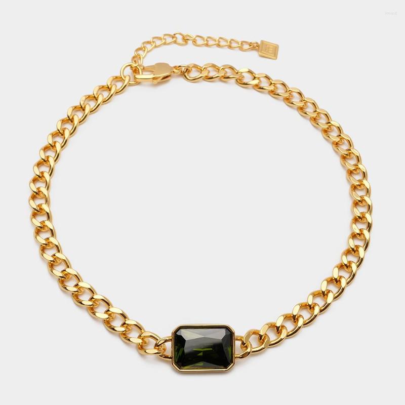 

Choker JBJD Fashion Trend Chain Collar Metal Zirconia Pendant Necklace For Couple Gift Classic Geometric Rectangle Charm Jewelry