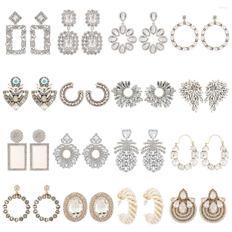 

Dangle Earrings Ztech White Crystal Luxury Big Drop For Women Jewelry Statement Accessories Korean Style High-Quality Wholesale