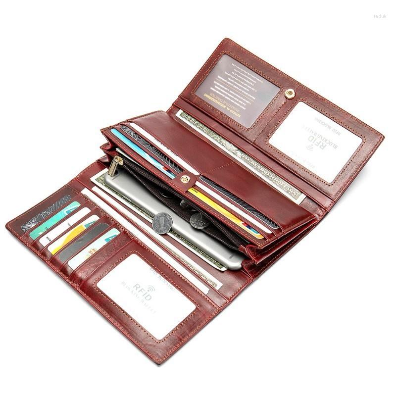 

Wallets Quality Women Wallet Long Clutch Bags Genuine Leather Money Pocket Coin Purse 12 Card Holders With Phone Case, Blue