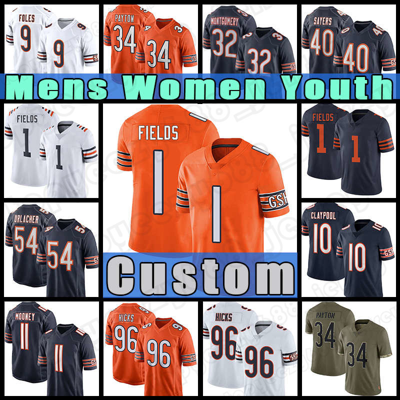

1 Justin Fields Football 34 Walter Payton Darnell Mooney Jaquan Brisker Jersey Cole Kmet Chase Claypool Chicagos Bear Eddie Jackson David Montgomery Brian Urlacher, Custom women(x d)