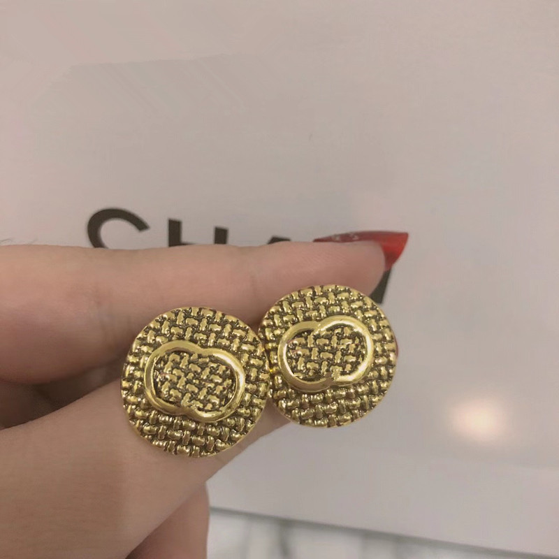

Classic Circle Double Letter Charm Titanium steel earrings designer for women stud luxury jewlery love gifts woman girl gold silver rose gold