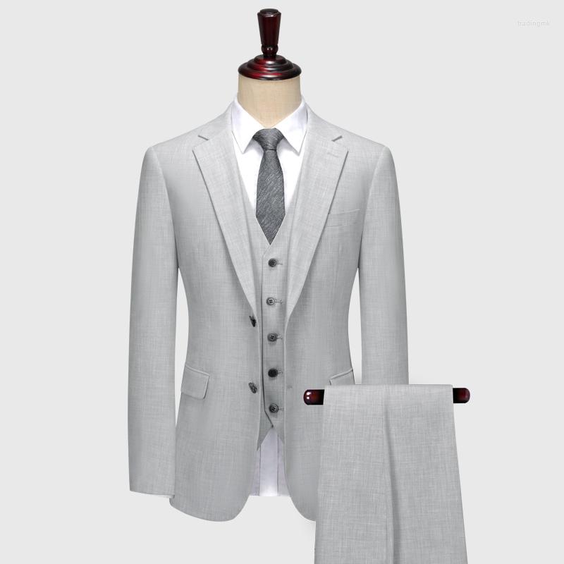 

Men's Suits Men Set Blazer Vest Pant Light Grey Slim Fit Casual Style Business Man Daily Clothing Autumn Wedding Groom Wear Plus Size, Blazer pant