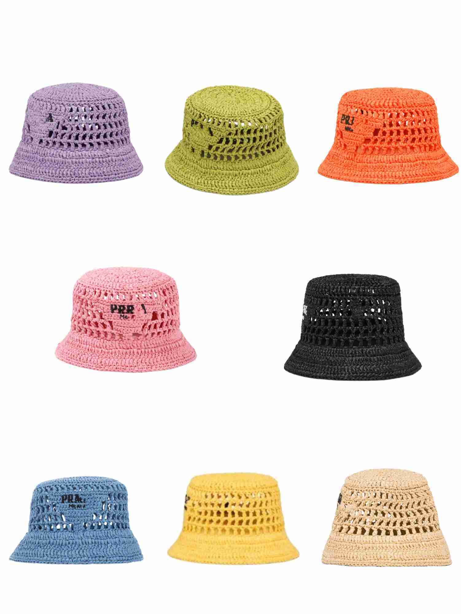 

Designer P-letter Woven fisherman's hat men and women shade matching clothes striped colorful spring and winter go out essential 2023, Multi