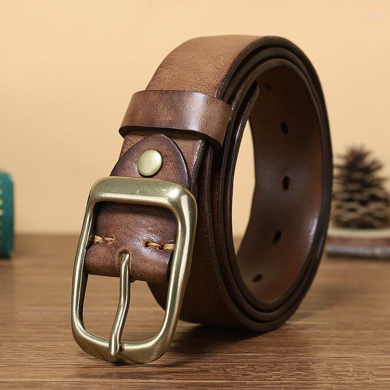 

Belts Thick Cowhide Belt Men's Copper Pin Buckle Top All-match Casual Jeans High Quality Retro Luxury Men G836, Black