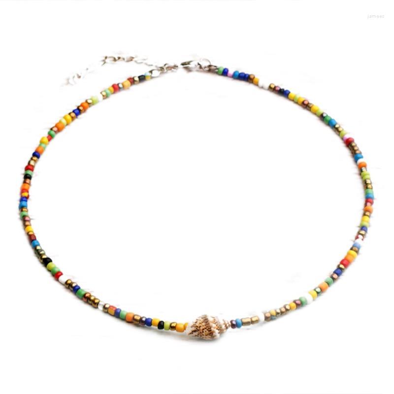 

Choker 1pc Bohemian Style Necklace Beads Decor Adjustable Handmade Shell Clavicle Short Jewelry Accessories