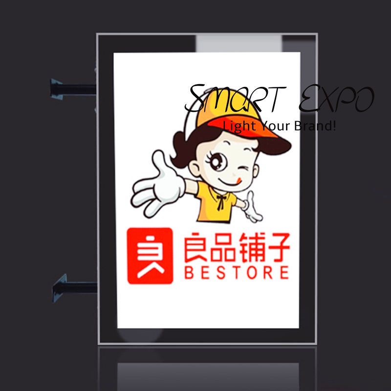 Exterior Light Box Signage 50x70cm Advertising Display Board Waterproof Double-Sided Magnetic Panels Wall Projection Mounting with Wooden Case Pa-image-816629477