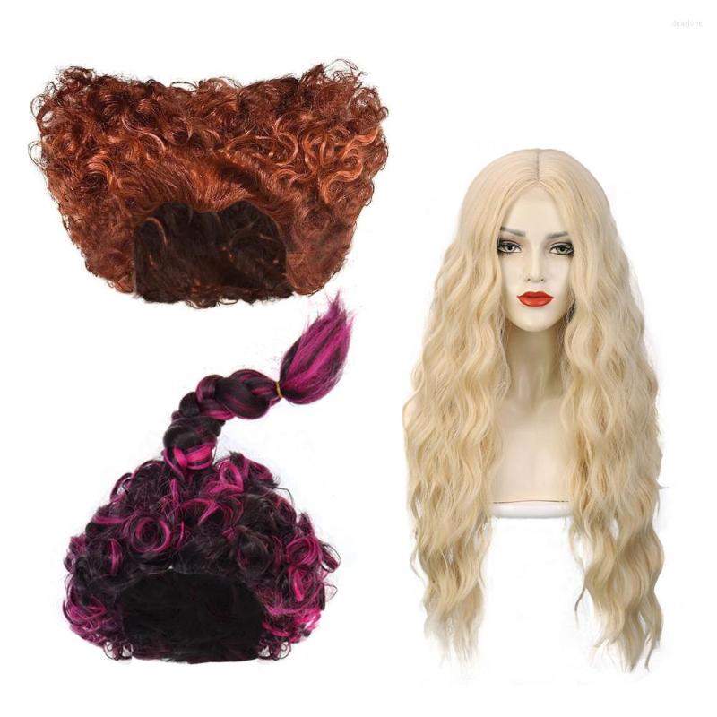 

Hair Accessories Halloween Carnival Party Adult Women Children Winifred Witch Wig Fancy Sarah Mary Sanderson Sisters Masquerade Cosplay, Magic book necklace