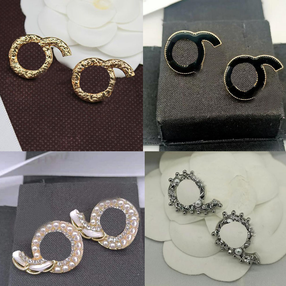 

Lots 20color 18K Gold Plated Letters Stud Crystal Geometric Luxury Designer Earrings Women Circle Rhinestone Pearl Earring Wedding Party Jewerlry Accessories