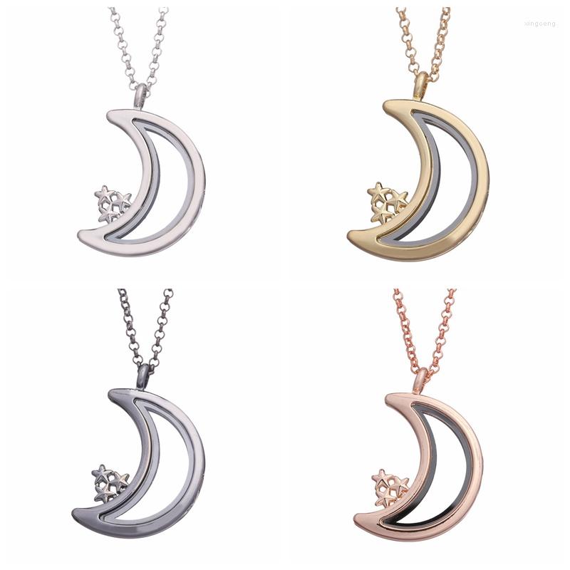 

Pendant Necklaces 5Pcs Alloy Plain Star Moon Glass Memory Floating Locket Charm Necklace Keychain For Men Women Gift Jewelry Making Bulk