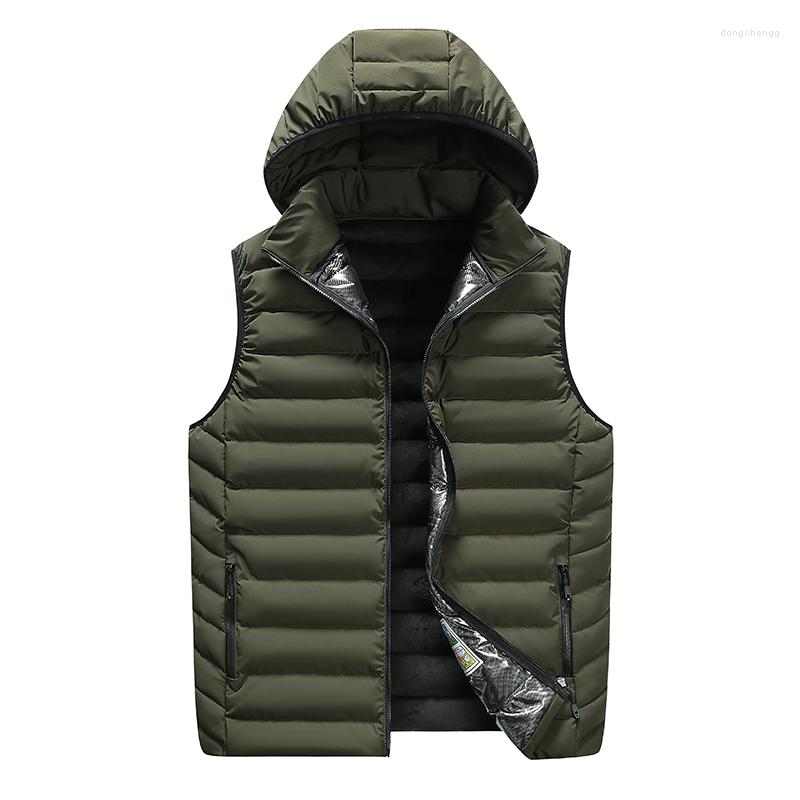 

Men's Vests SUPUSCREAT Solid Men's Vest Autumn Spring Warm Sleeveless Jackets Men Casual Waistcoat Hooded Plus Size Veste Homme, Black