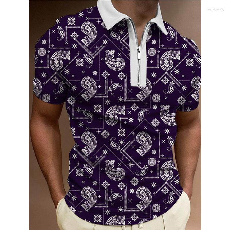 

Men's Polos Fashion Creative 3D Printed Polo Shirts For Men Business Casual Short Sleeve Square Neck Zipper Tee Shirt Homme, Polo30