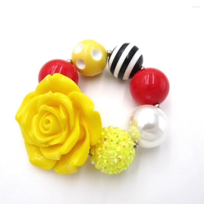 

Strand 2PCS 42mm Yellow Flower Charm Bracelets Toddler Kids Girl Birthday Gifts Chunky Bead Bubblegum Bangle Dress Up Jewelry