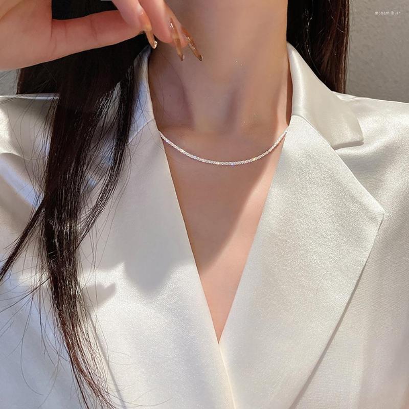 

Chains EN Vintage Multi-layer Sparkling Chain Choker Necklace For Women Silver Color Fashion Thin Pendant Jewelry Gift