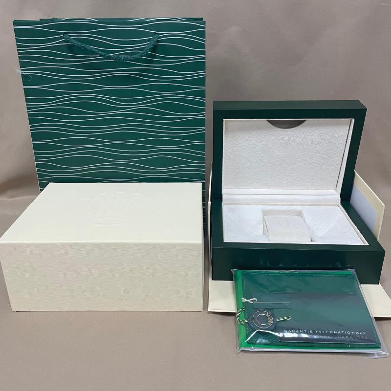 

Watch Boxes Factory Outlet Green With Original Wooden Box B Model Papers Card Can Customization Watche Gift Case