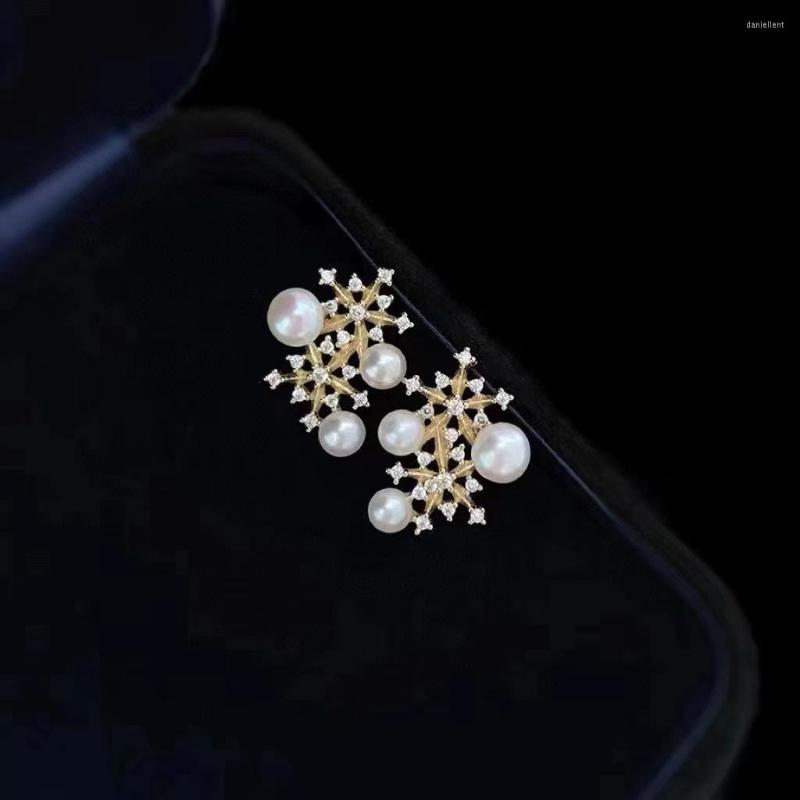 

Stud Earrings 2022 Shinning Snowflake Design Pearl Women Handmade DIY Jewelry Gifts