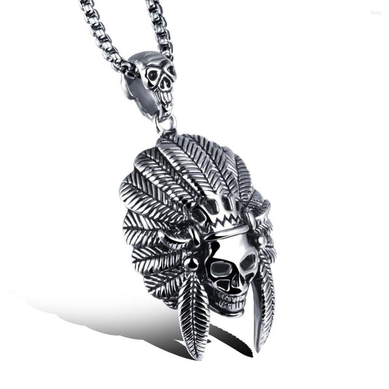 

Pendant Necklaces Halloween Jewelry Skull Necklace Silver Color Stainless Steel Gothic Biker & Chain For Men/Women Punk Gift